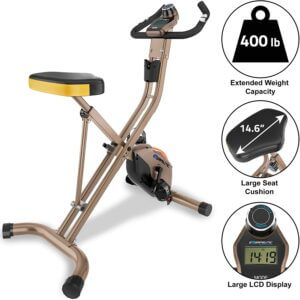 Exerpeutic Gold Heavy Duty Foldable Exercise Bike with 400 lbs Weight Capacity